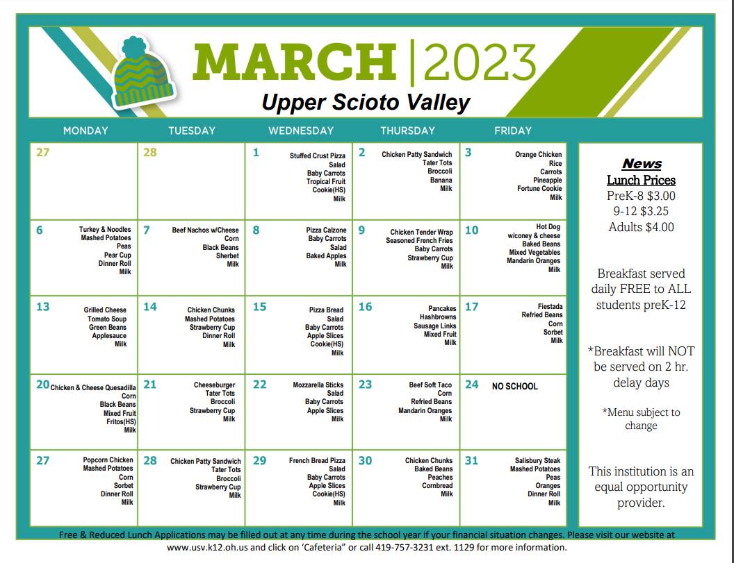 March Menu